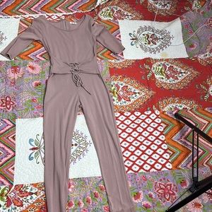 One piece jumpsuit blush color waist compressions